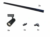 3 x 2 meter pro set railverlichting met 6x 18w 4000k railspot - afbeelding 7 van  8