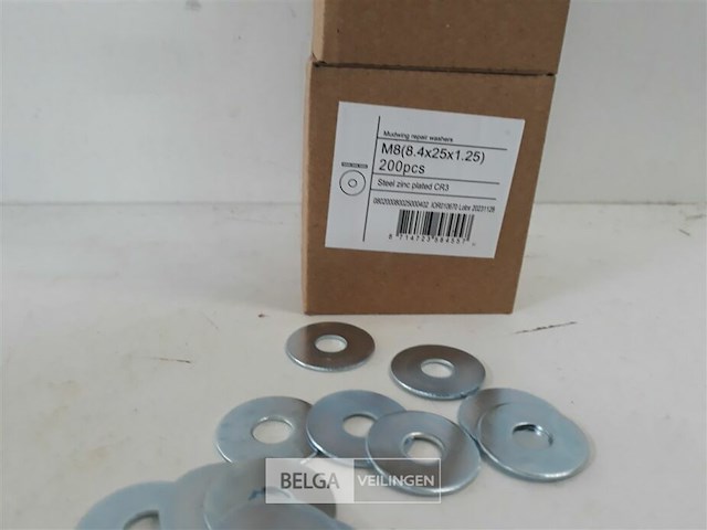 3 x carrosserie rondellen verzinkt m8 x 25 mm 200 stuks - afbeelding 3 van  3