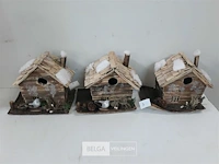 3 x deco winter sfeerhuisje 18 x 16 cm - afbeelding 2 van  3