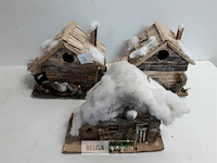 3 x deco winter sfeerhuisje 18 x 16 cm - afbeelding 3 van  3