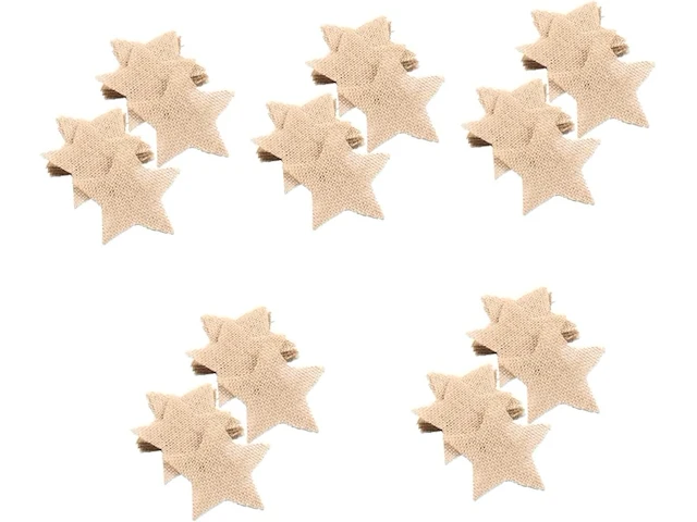 3 x exceart 100 stuks jute ster stukken - afbeelding 1 van  3