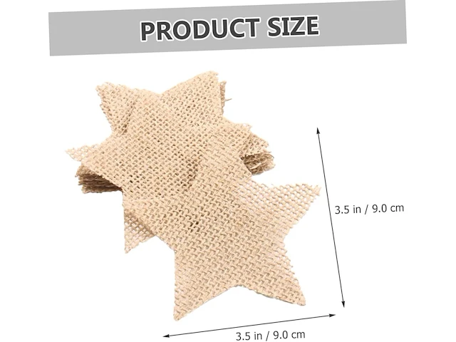 3 x exceart 100 stuks jute ster stukken - afbeelding 2 van  3