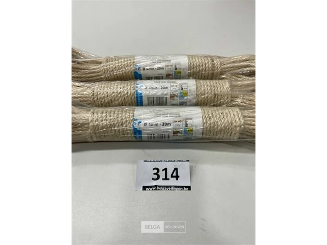 3 x gedraaid sisal touw 4mm 20 meter - afbeelding 1 van  3