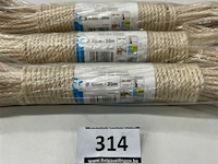 3 x gedraaid sisal touw 4mm 20 meter - afbeelding 1 van  3