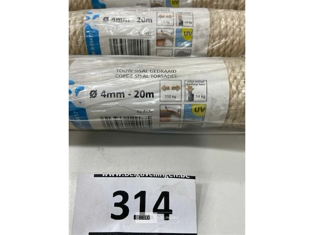 3 x gedraaid sisal touw 4mm 20 meter - afbeelding 3 van  3