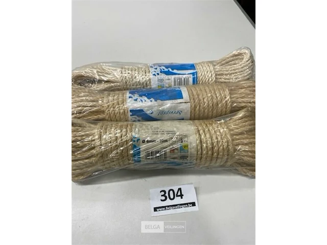 3 x gedraaid sisal touw 6mm 20 meter - afbeelding 1 van  3