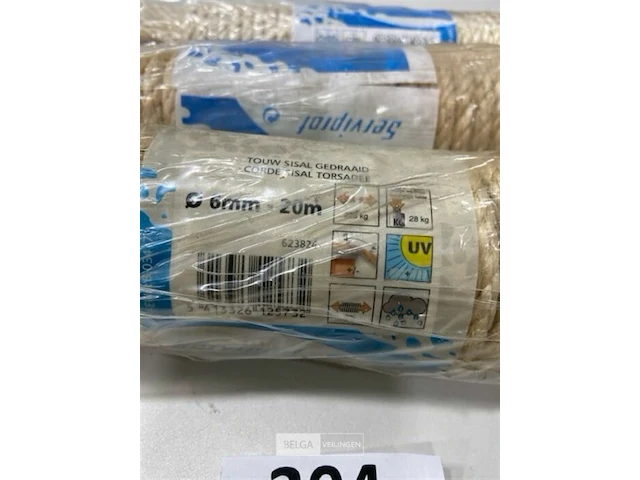 3 x gedraaid sisal touw 6mm 20 meter - afbeelding 3 van  3