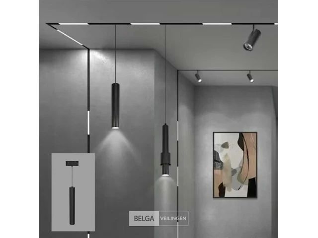 3 x hangende led-spot voor magnetische rail 48v – 20w – zwart. - afbeelding 1 van  5