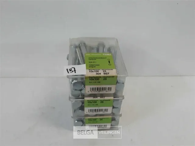3 x houtdraadbout tirefond 10 x 100 mm 25 stuks - afbeelding 1 van  2