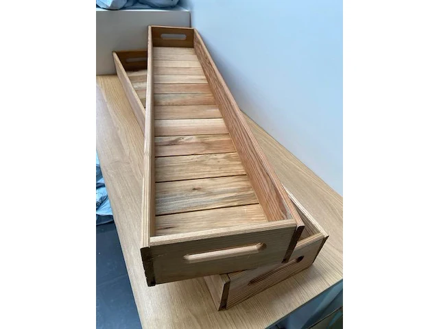 3 x houten dienblad - lengte 100cm. x 18 cm. - afbeelding 1 van  2