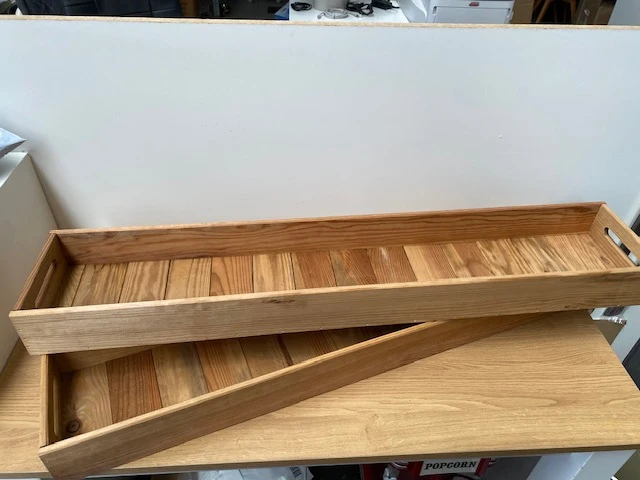 3 x houten dienblad - lengte 100cm. x 18 cm. - afbeelding 2 van  2