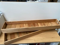 3 x houten dienblad - lengte 100cm. x 18 cm. - afbeelding 2 van  2