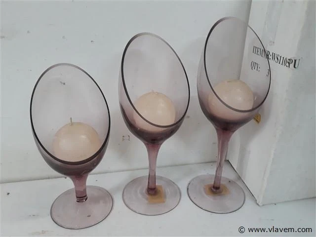 3 x kaarsenhouder glas 3 stuks - afbeelding 2 van  2