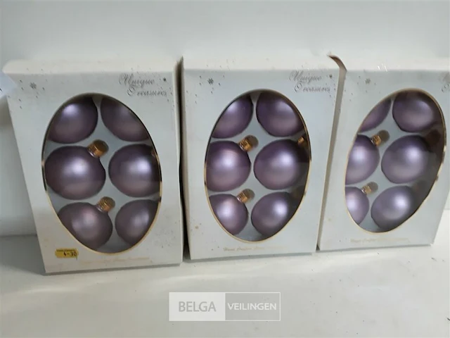 3 x kerstballen glas 6 stuks 6 cm paars mat - afbeelding 2 van  3