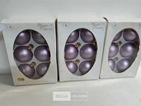 3 x kerstballen glas 6 stuks 6 cm paars mat - afbeelding 2 van  3
