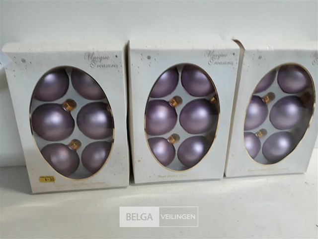 3 x kerstballen glas 6 stuks 6 cm paars mat - afbeelding 1 van  3