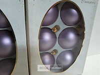 3 x kerstballen glas 6 stuks 6 cm paars mat - afbeelding 3 van  3