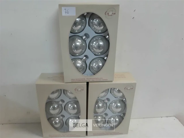 3 x kerstballen glas 6 stuks perle - afbeelding 2 van  3