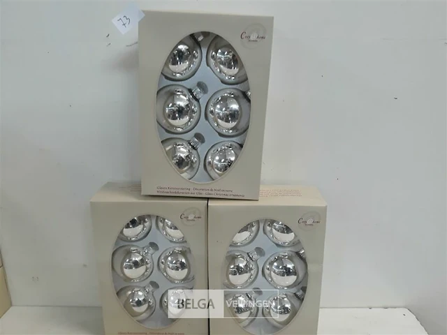 3 x kerstballen glas 6 stuks zilver - afbeelding 2 van  3