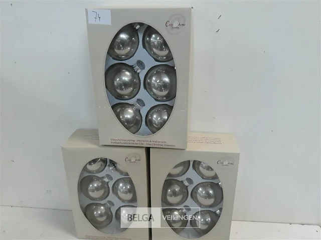 3 x kerstballen glas 6 stuks zilver - afbeelding 1 van  3