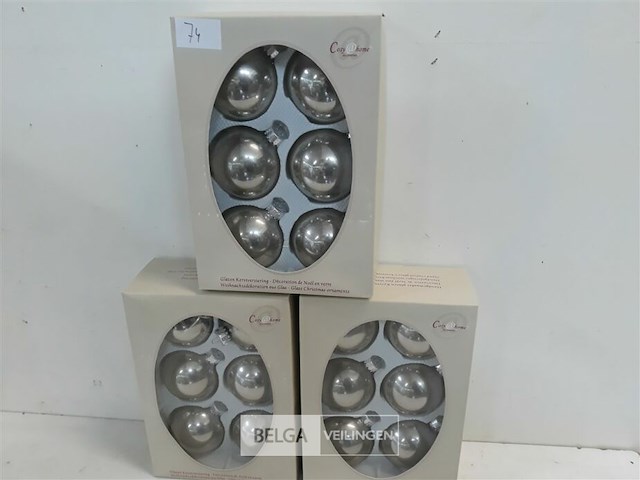 3 x kerstballen glas 6 stuks zilver - afbeelding 2 van  3