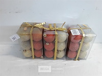 3 x kerstballen pvc 12 stuks 4,5 cm goud/oranje - afbeelding 1 van  3