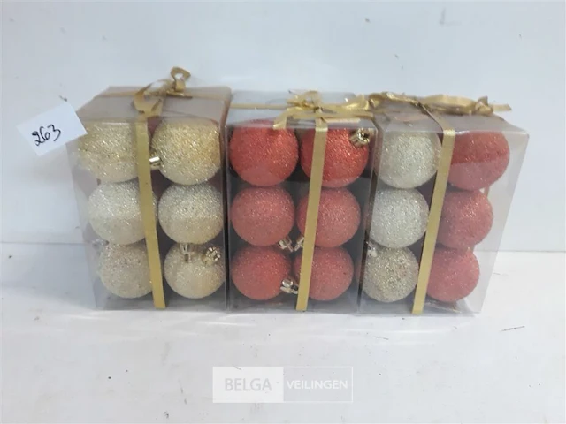 3 x kerstballen pvc 12 stuks 4,5 cm oranje/goud - afbeelding 1 van  3