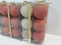 3 x kerstballen pvc 12 stuks 4,5 cm oranje/goud - afbeelding 3 van  3