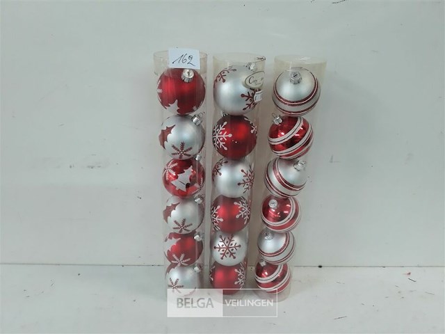 3 x kerstballen pvc 6 stuks rood/zilver - afbeelding 1 van  3