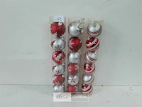 3 x kerstballen pvc 6 stuks rood/zilver - afbeelding 2 van  3