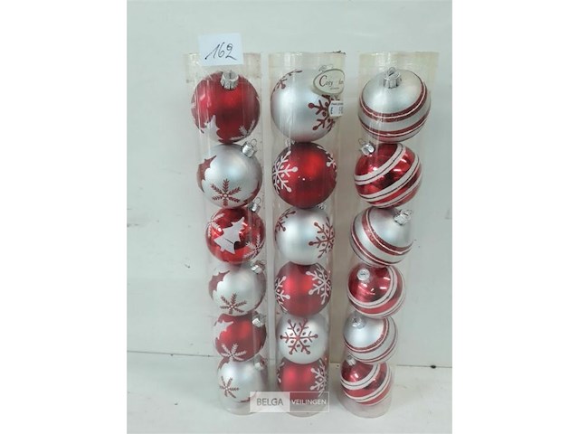 3 x kerstballen pvc 6 stuks rood/zilver - afbeelding 3 van  3