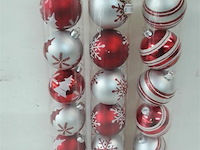 3 x kerstballen pvc 6 stuks rood/zilver - afbeelding 3 van  3