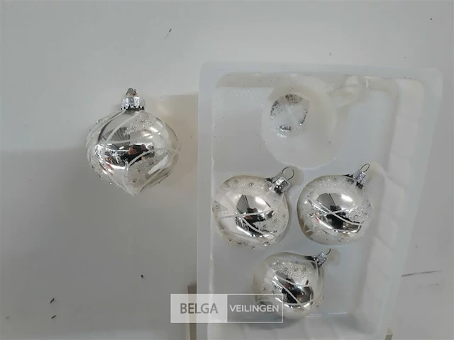 3 x kerstballen tol glas 4 stuks zilver - afbeelding 3 van  3