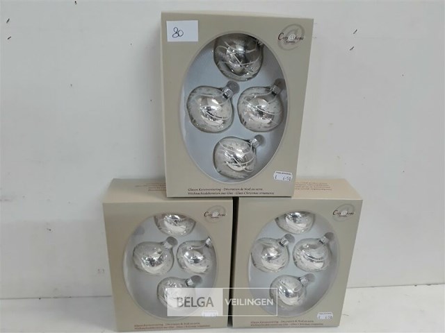 3 x kerstballen tol glas 4 stuks zilver - afbeelding 2 van  3