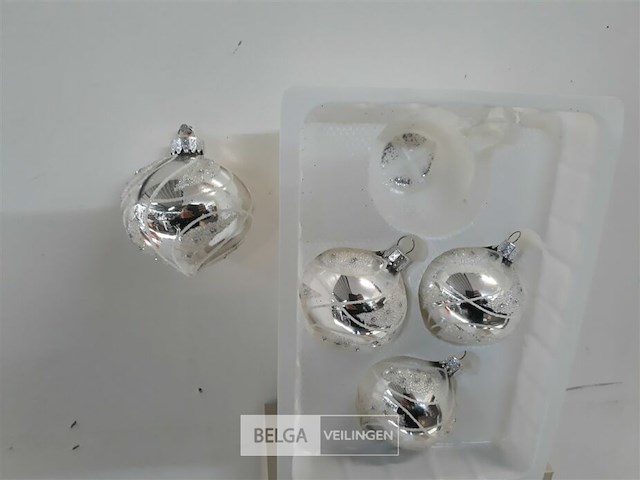 3 x kerstballen tol glas 4 stuks zilver - afbeelding 3 van  3