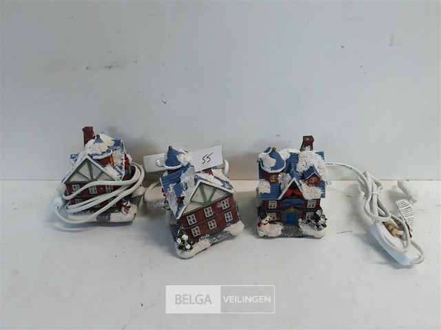 3 x kersthuisje met verlichting - afbeelding 1 van  3