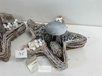 3 x kerststuk voor stompkaars ster 26 cm - afbeelding 3 van  3