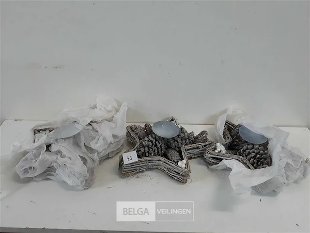 3 x kerststuk voor stompkaars ster 26 cm - afbeelding 1 van  3