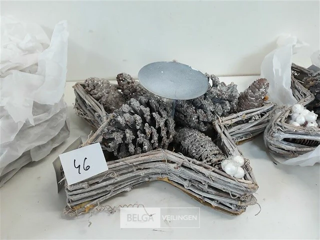 3 x kerststuk voor stompkaars ster 26 cm - afbeelding 3 van  3