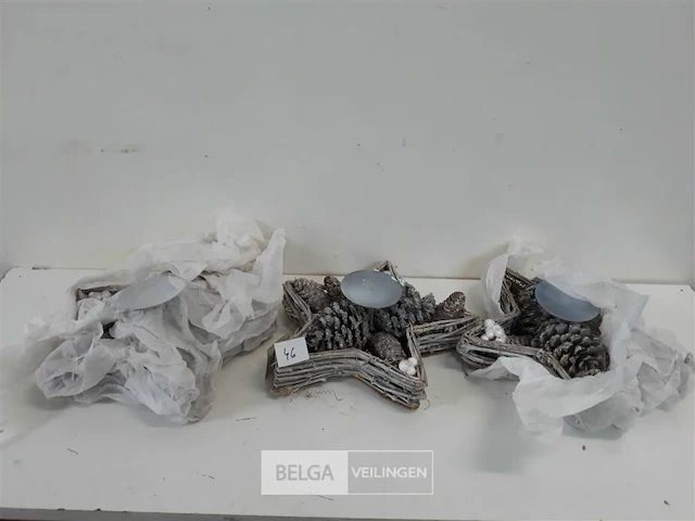 3 x kerststuk voor stompkaars ster 26 cm - afbeelding 2 van  3