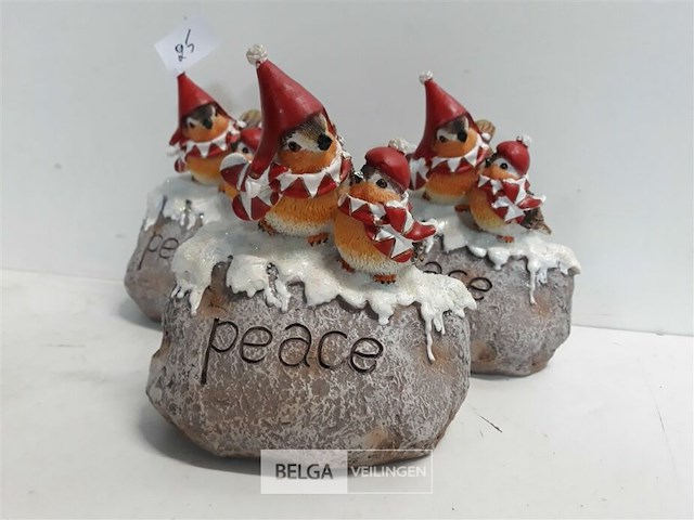 3 x kerstvogels op rots - afbeelding 3 van  3