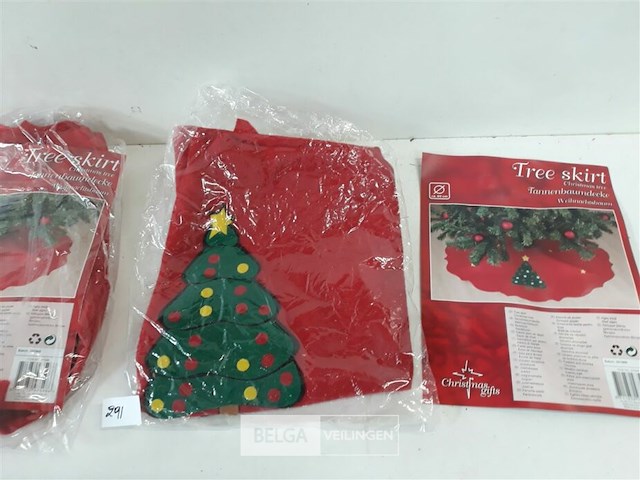 3 x kleed voor voet kerstboom rood - afbeelding 1 van  3