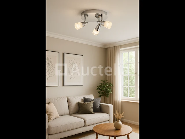 3 x led plafondlamp – 3 spots – di01 – 5w – 4000k – neutraal wit – zilver - afbeelding 2 van  4