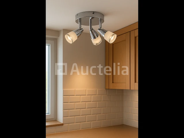3 x led plafondlamp – 3 spots – di01 – 5w – 4000k – neutraal wit – zilver - afbeelding 3 van  4