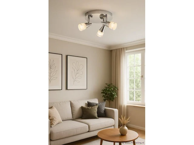 3 x led plafondlamp – 3 spots – di01 – 5w – 4000k – neutraal wit – zilver - afbeelding 2 van  4