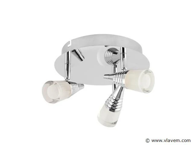 3 x led plafondlamp – 3 spots – di01 – 5w – 4000k – neutraal wit – zilver - afbeelding 4 van  4