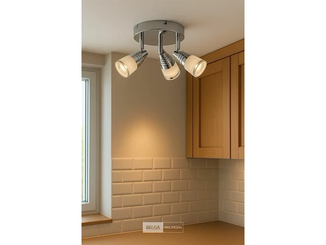 3 x led plafondlamp – 3 spots – di01 – 5w – 4000k – neutraal wit – zilver - afbeelding 2 van  5