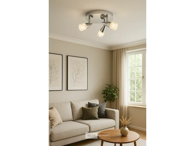 3 x led plafondlamp – 3 spots – di01 – 5w – 4000k – neutraal wit – zilver - afbeelding 3 van  5