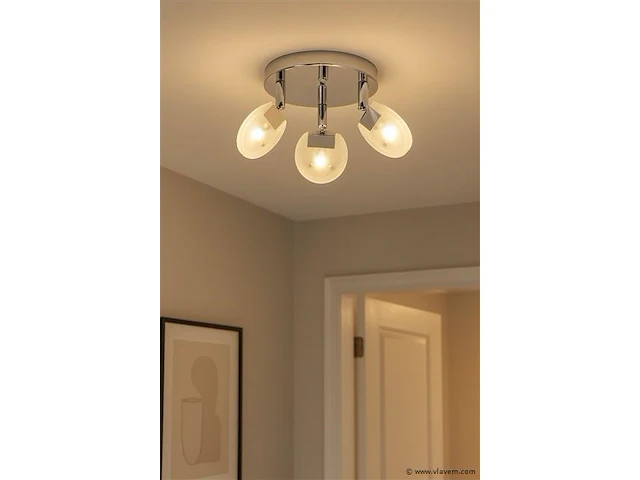 3 x led plafondlamp – 3 spots – hl7160l – max. 3 x 5w – 4000k – neutraal wit – zilver - afbeelding 1 van  4