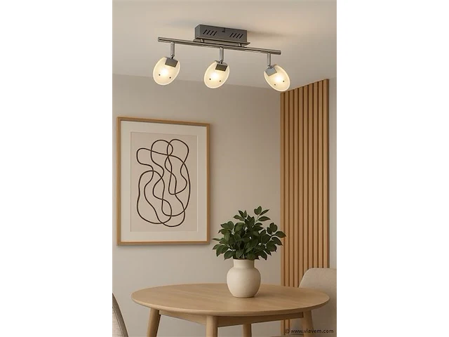 3 x led plafondlamp – 3 spots – hl7163l – 5w – 4000k – neutraal wit – zilver - afbeelding 1 van  4